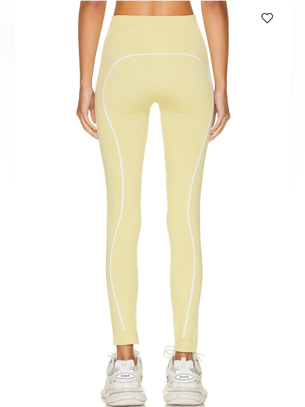 OFF-WHITE Seamless athletic leggings in light green, size large.